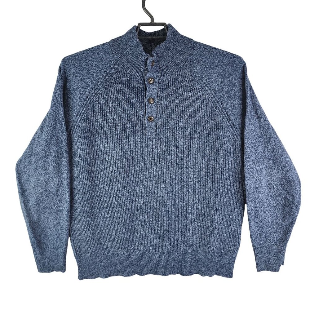 Mens Blue GAP Sweater 1/2 Button-Up Mock Neck Long Sleeve Size XL